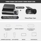 70mai A500s Dash Cam Pro Plus+ Rear Cam GPS 1944p autós kamera szett (A500s+RC06)