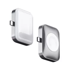   Satechi USB-C 2 in 1 Wireless charging dock for Apple watch and Airpods - Silver