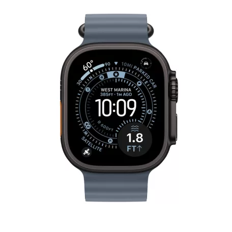 Apple Watch 49mm Band:  Anchor Blue Ocean Band - Black Titanium Finish