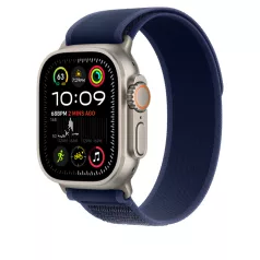   Apple Watch 49mm Loop:  Blue Trail Loop - S/M - Natural Titanium Finish