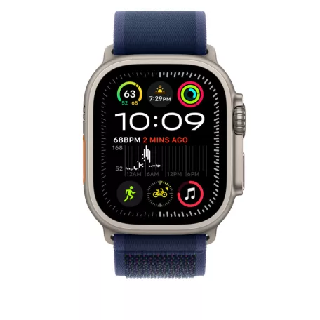 Apple Watch 49mm Loop:  Blue Trail Loop - S/M - Natural Titanium Finish
