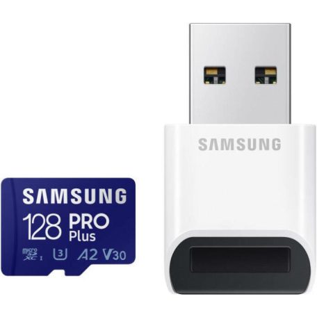 SAMSUNG SD káryta PRO PLUS 128GB, olvasóval (Blue Wave)