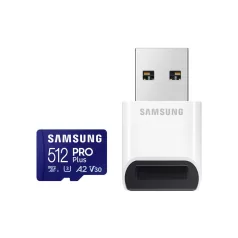SAMSUNG SD kártya, 512GB, PRO PLUS, olvasó, Blue Wave
