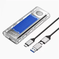   Orico Külső M.2 ház - TCM2-G20-BL (USB-A -> M.2 NVMe(M-key; B&M Key), Max.: 8TB, 20 Gbps, kék)