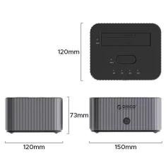   Orico M.2 SSD/HDD Dokkoló - IT28E-C-EU (M.2 NVMe + 2,5"/3,5" HDD -> USB-A/C, Klón funkció, Max.: 10Gbps, szürke)
