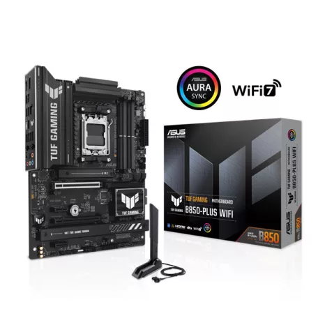 Asus Alaplap - AMD TUF GAMING B850-PLUS WIFI AM5 (B850, ATX, 4xDDR5 8000+MHz, 4xSATA3, 3x M.2, HDMI+DP)