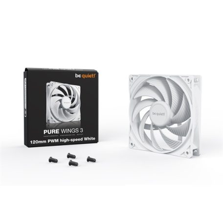 Be Quiet! Cooler 12cm - PURE WINGS 3 White 120mm PWM high-speed (2100rpm, 30,9dB, fehér)