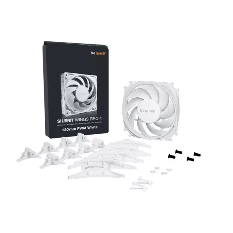 Be Quiet! Cooler 12cm - SILENT WINGS PRO 4 White 120mm PWM (3000rpm, 36,9dB, fehér)