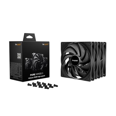 Be Quiet! Cooler 14cm - PURE WINGS 3 140mm PWM HS 3-Pack (1800rpm, 30,5dB, fekete)