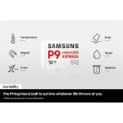 Samsung MicroSD kártya - 256GB MB-MK256T/WW (P9, Class10, PCIe Gen3.0x1, NVMe 1.3, SD 7.1, UHS-I)