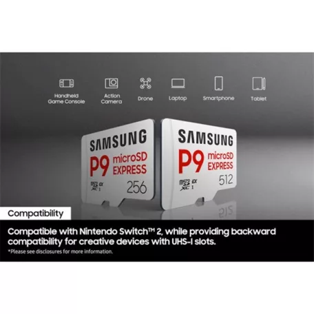 Samsung MicroSD kártya - 512GB MB-MK512T/WW (P9, Class10, PCIe Gen3.0x1, NVMe 1.3, SD 7.1, UHS-I)