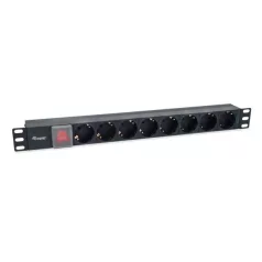   Equip Hálózati Elosztó - 333286 (C14, 8 Schuko, Rack 1U, 1,8m kábel, fekete)