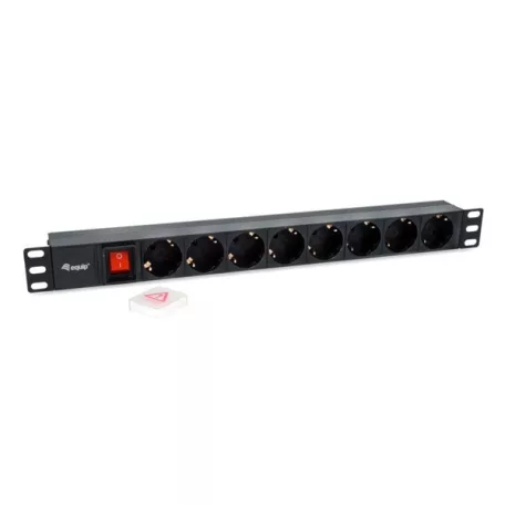Equip Hálózati Elosztó - 333286 (C14, 8 Schuko, Rack 1U, 1,8m kábel, fekete)