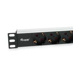   Equip Hálózati Elosztó - 333292 (Schuko, 9 Schuko, Rack 1U, 1,8m kábel, aluminium, fekete)
