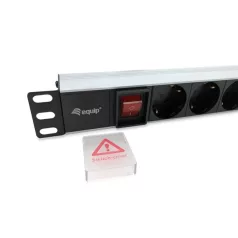   Equip Hálózati Elosztó - 333293 (Schuko, 8 Schuko, Rack 1U, 1,8m kábel, aluminium, fekete)