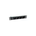 Equip Hálózati Elosztó - 333311 (Schuko, 4x Schuko, Rack 1U, 1,8m kábel, aluminium, fekete)