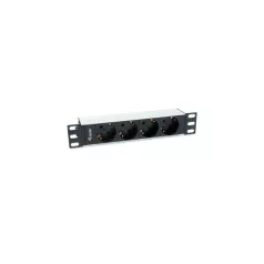   Equip Hálózati Elosztó - 333311 (Schuko, 4x Schuko, Rack 1U, 1,8m kábel, aluminium, fekete)