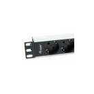 Equip Hálózati Elosztó - 333311 (Schuko, 4x Schuko, Rack 1U, 1,8m kábel, aluminium, fekete)