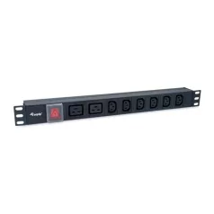   Equip Hálózati Elosztó - 333316 (C20, 6x C13 + 2x C19 , Rack 1U, 1,8m kábel, fekete)