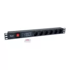 Equip Hálózati Elosztó - 333317 (Schuko, 6 Schuko, túlfeszültség védett, Rack 1U, 1,8m kábel, fekete)