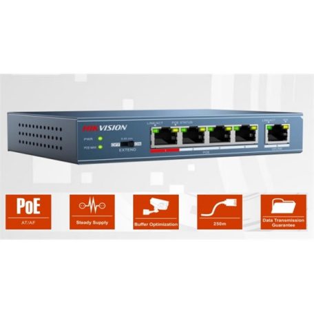 Hikvision Switch PoE - DS-3E0105P-E (4 port 100Mbps, 60W, 1xRJ45 100Mbps)