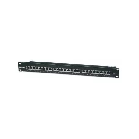 Manhattan Patch panel - CAT6 FTP árnyékolt patch panel, 24 portos, 1U,  Fekete