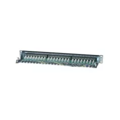   Manhattan Patch panel - CAT6 FTP árnyékolt patch panel, 24 portos, 1U,  Fekete