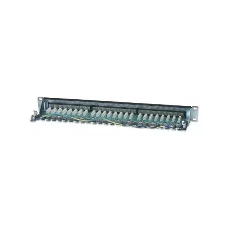 Manhattan Patch panel - CAT6 FTP árnyékolt patch panel, 24 portos, 1U,  Fekete