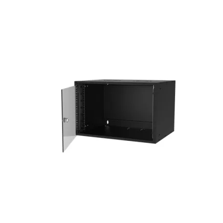 S-Link Rackszekrény - 7U 19" fali kivitel (400x530x400mm, ablakos, Flatpack, Fekete)
