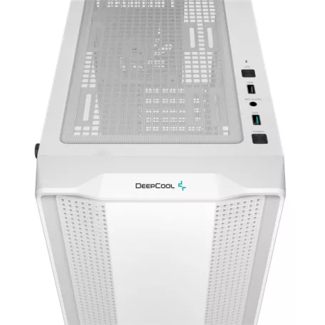 DeepCool Számítógépház - CC560 WHITE V2 (fehér, ablakos, 4x12cm LED venti, ATX, 1xUSB3.0, 1xUSB2.0, fehér)