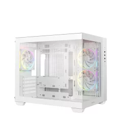   DeepCool Számítógépház - CG330 3F WH (fehér, ablakos, 3x12cm A-RGB, BTF, mATX, 2xUSB3.0, 1xUSB2.0)