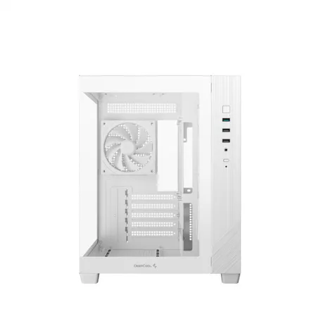 DeepCool Számítógépház - CG330 3F WH (fehér, ablakos, 3x12cm A-RGB, BTF, mATX, 2xUSB3.0, 1xUSB2.0)
