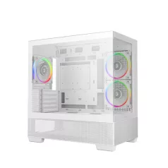   DeepCool Számítógépház - CG380 3F WH (fehér, ablakos, 3x12cm A-RGB, BTF, mATX, 2xUSB3.0, 1xUSB2.0)