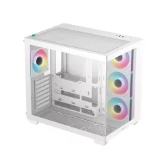   DeepCool Számítógépház - CG530 4F WH (fehér, ablakos, 4x12cm A-RGB, BTF, ATX, 2xUSB3.0, 1xUSB2.0)