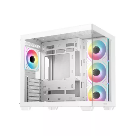 DeepCool Számítógépház - CG530 4F WH (fehér, ablakos, 4x12cm A-RGB, BTF, ATX, 2xUSB3.0, 1xUSB2.0)