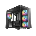 DeepCool Számítógépház - CG530U 4F (fekete, ablakos, 4x12cm A-RGB, BTF, ATX, 2xUSB3.0, 1xUSB2.0)