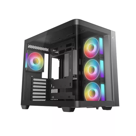 DeepCool Számítógépház - CG530U 4F (fekete, ablakos, 4x12cm A-RGB, BTF, ATX, 2xUSB3.0, 1xUSB2.0)