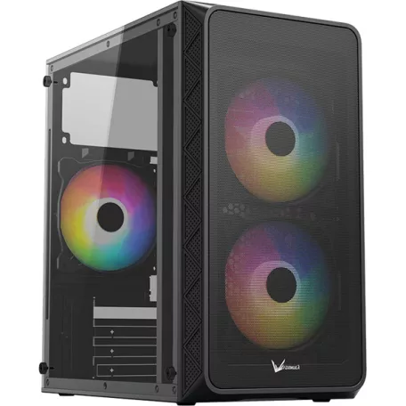 Formula Számítógépház - Air Mesh G4 Black (fekete, ablakos, 1x12cm venti, mATX, 1xUSB3.0, 1xUSB2.0)