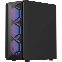   Formula Számítógépház - Air Power G1 Plus Black (fekete, ablakos, 6x12cm venti, mATX, 1xUSB3.0, 1xUSB2.0, 1xType-C)