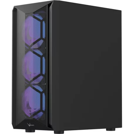 Formula Számítógépház - Air Power G1 Plus Black (fekete, ablakos, 6x12cm venti, mATX, 1xUSB3.0, 1xUSB2.0, 1xType-C)