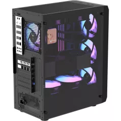   Formula Számítógépház - Air Power G1 Plus Black (fekete, ablakos, 6x12cm venti, mATX, 1xUSB3.0, 1xUSB2.0, 1xType-C)