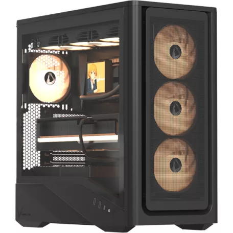Formula Számítógépház - Air Power G9 Duo PA Black (fekete, ablakos, 4x12cm venti, EATX, 2xUSB3.0, 1xType-C)