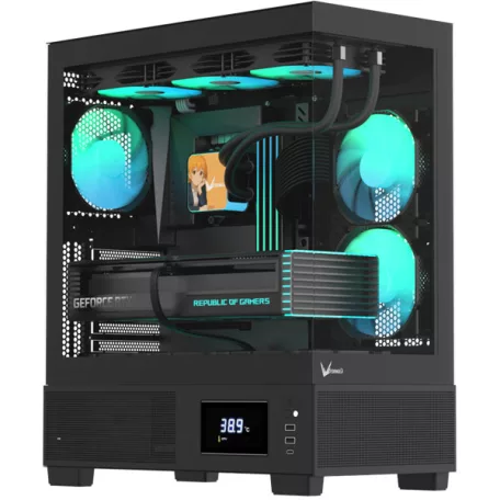 Formula Számítógépház - Crystal E1 FLOE Black (fekete, ablakos, ATX, 2xUSB3.0, 1xType-C)