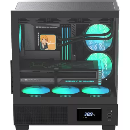 Formula Számítógépház - Crystal E1 FLOE Black (fekete, ablakos, ATX, 2xUSB3.0, 1xType-C)