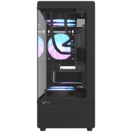 Formula Számítógépház - Crystal Z1CM Plus Black AR V2 (fekete, ablakos, mATX,3x12 cm venti,1xUSB2.0, 1xUSB3.0, 1xType-C)