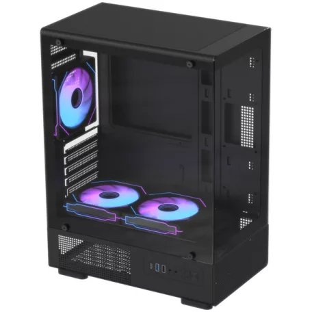 Formula Számítógépház - Crystal Z1CM V2 Black (fekete, ablakos, mATX, 1xUSB2.0, 1xUSB3.0, 1xType-C)