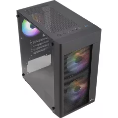   Formula Számítógépház - FG-01M FR (fekete, ablakos, 3x12cm FRGB venti, mATX, 1xUSB3.0, 2xUSB2.0)