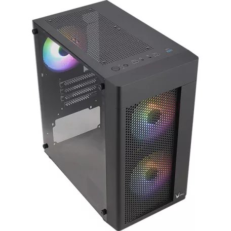 Formula Számítógépház - FG-01M FR (fekete, ablakos, 3x12cm FRGB venti, mATX, 1xUSB3.0, 2xUSB2.0)