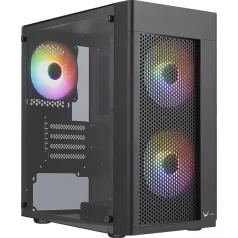   Formula Számítógépház - FG-01M FR (fekete, ablakos, 3x12cm FRGB venti, mATX, 1xUSB3.0, 2xUSB2.0)