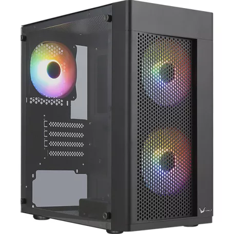Formula Számítógépház - FG-01M FR (fekete, ablakos, 3x12cm FRGB venti, mATX, 1xUSB3.0, 2xUSB2.0)